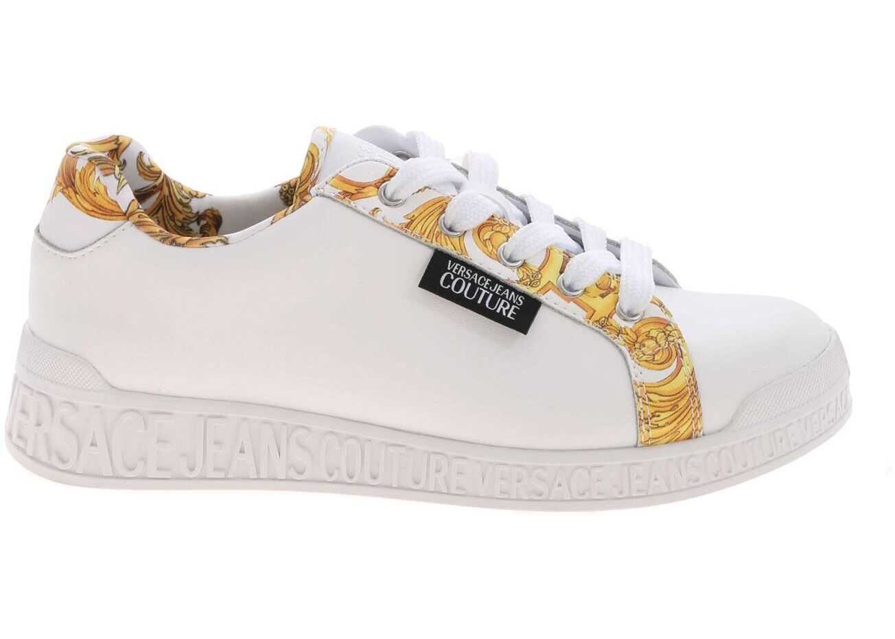 Versace Jeans Couture Baroque Print Sneakers In White White