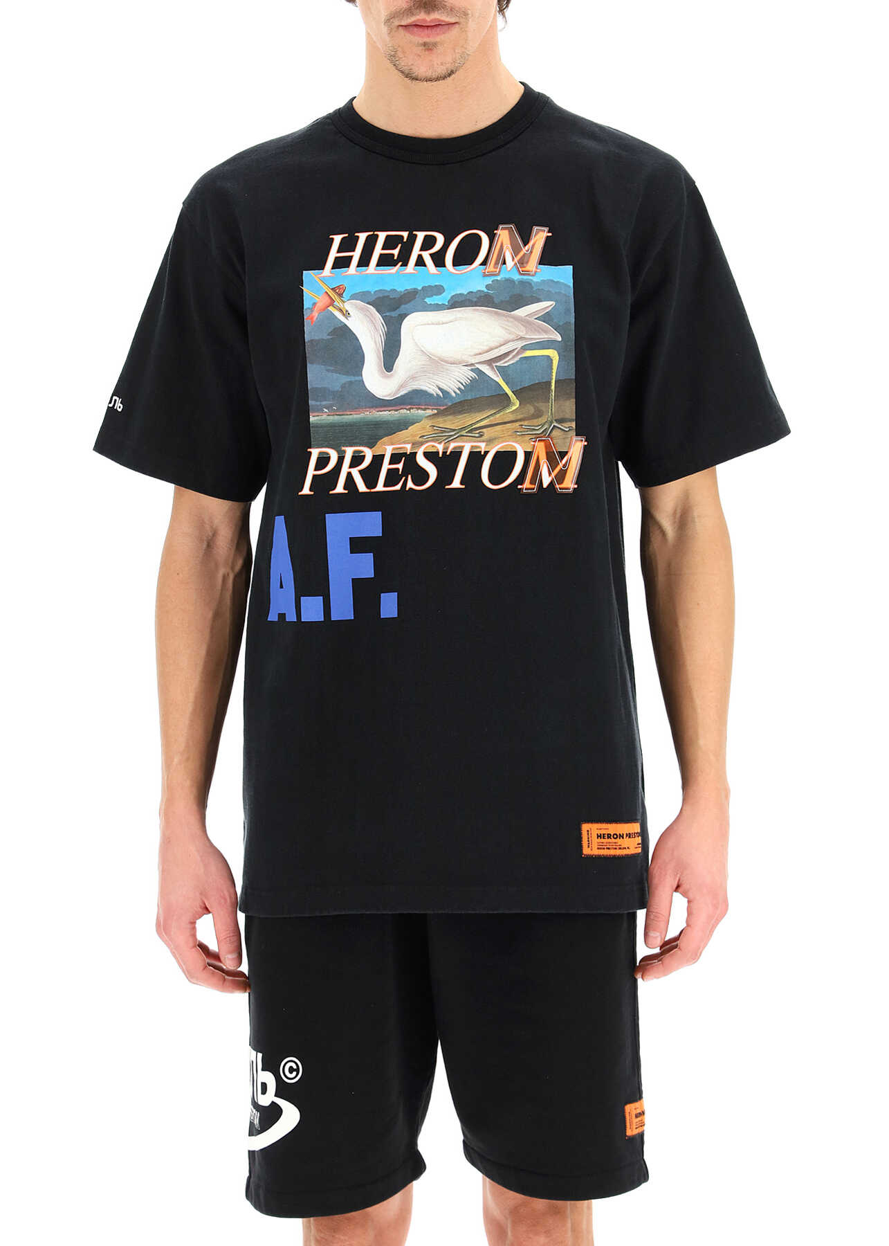 Heron Preston Oversized T-Shirt Heron A.f. Print BLACK BLUE
