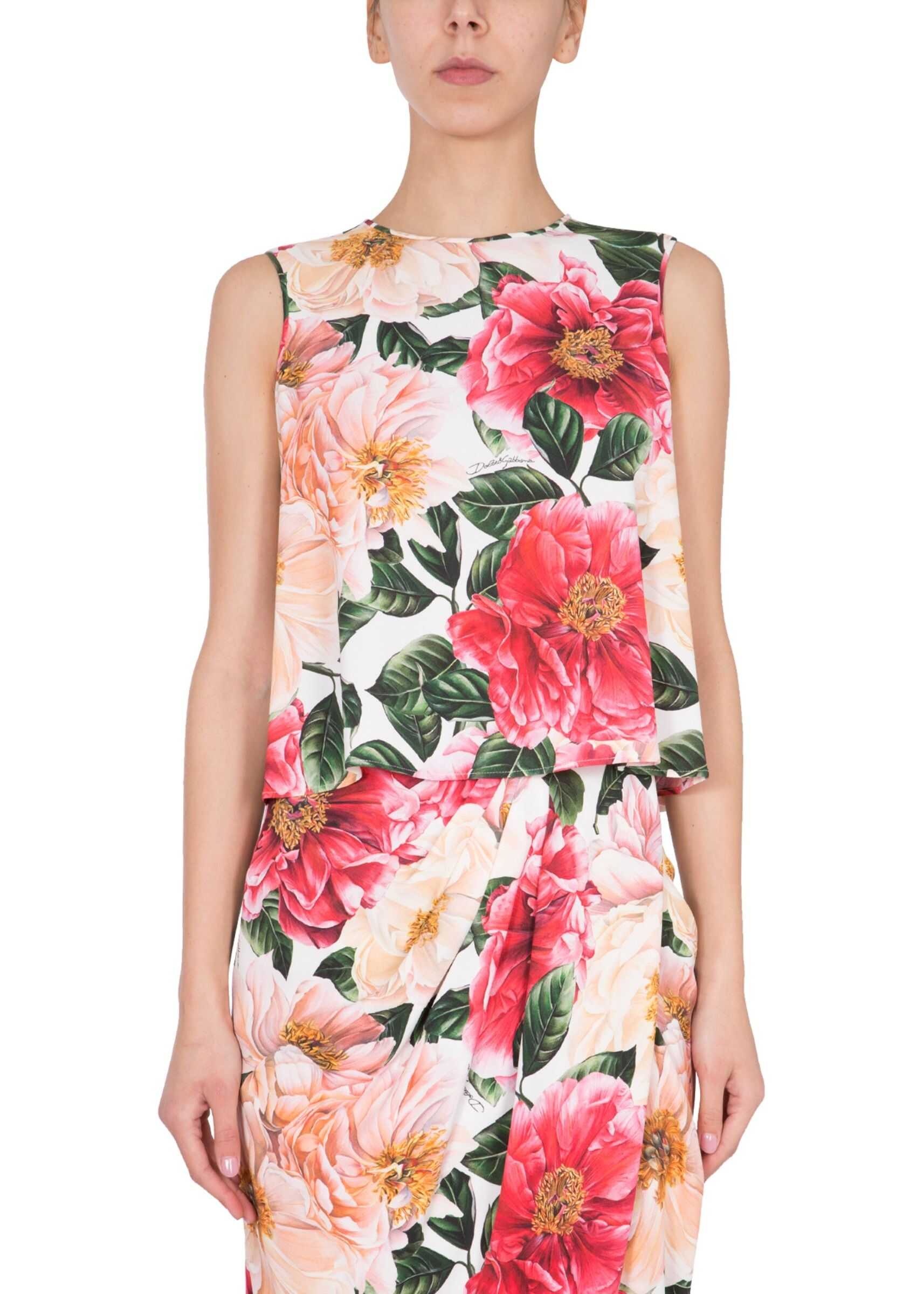 Dolce & Gabbana Camellia Print Top PINK