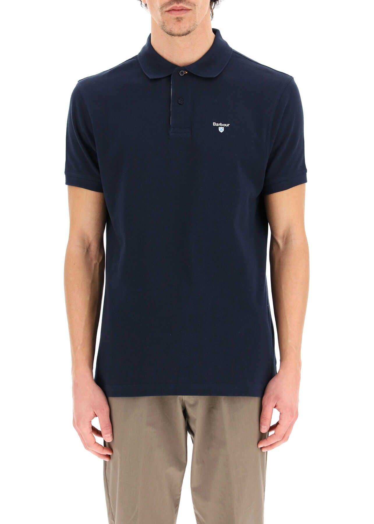 Barbour Piquet Polo Shirt With Tartan MML0012 NEW NAVY