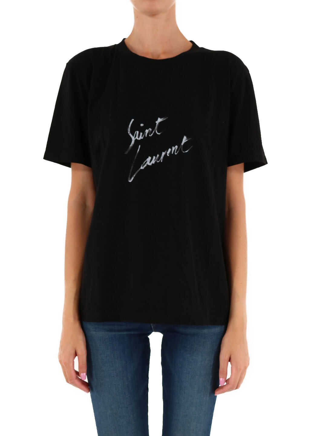 Saint Laurent Signature Logo T-Shirt Black