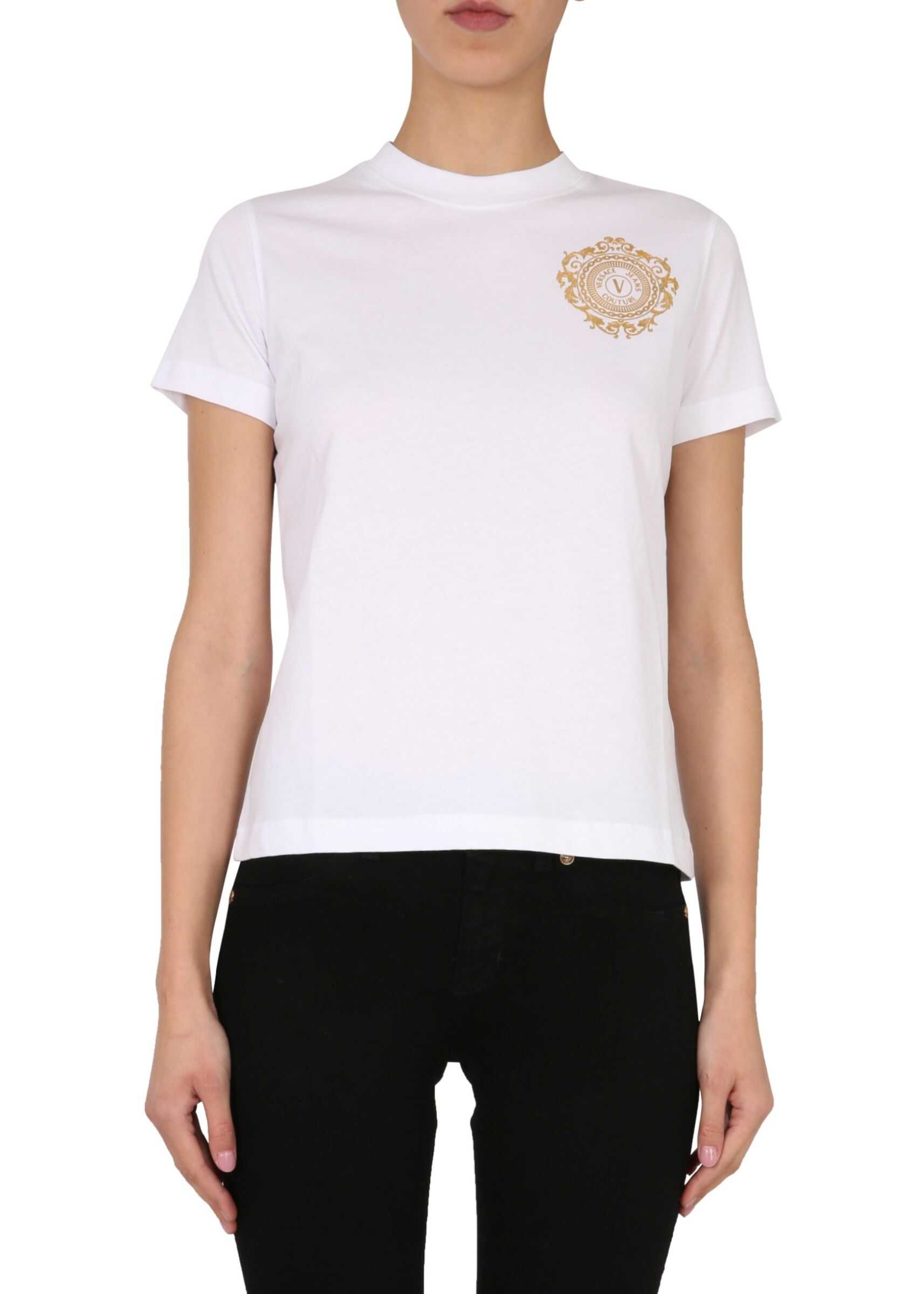 Versace Jeans Couture V-Emblem Print T-Shirt WHITE