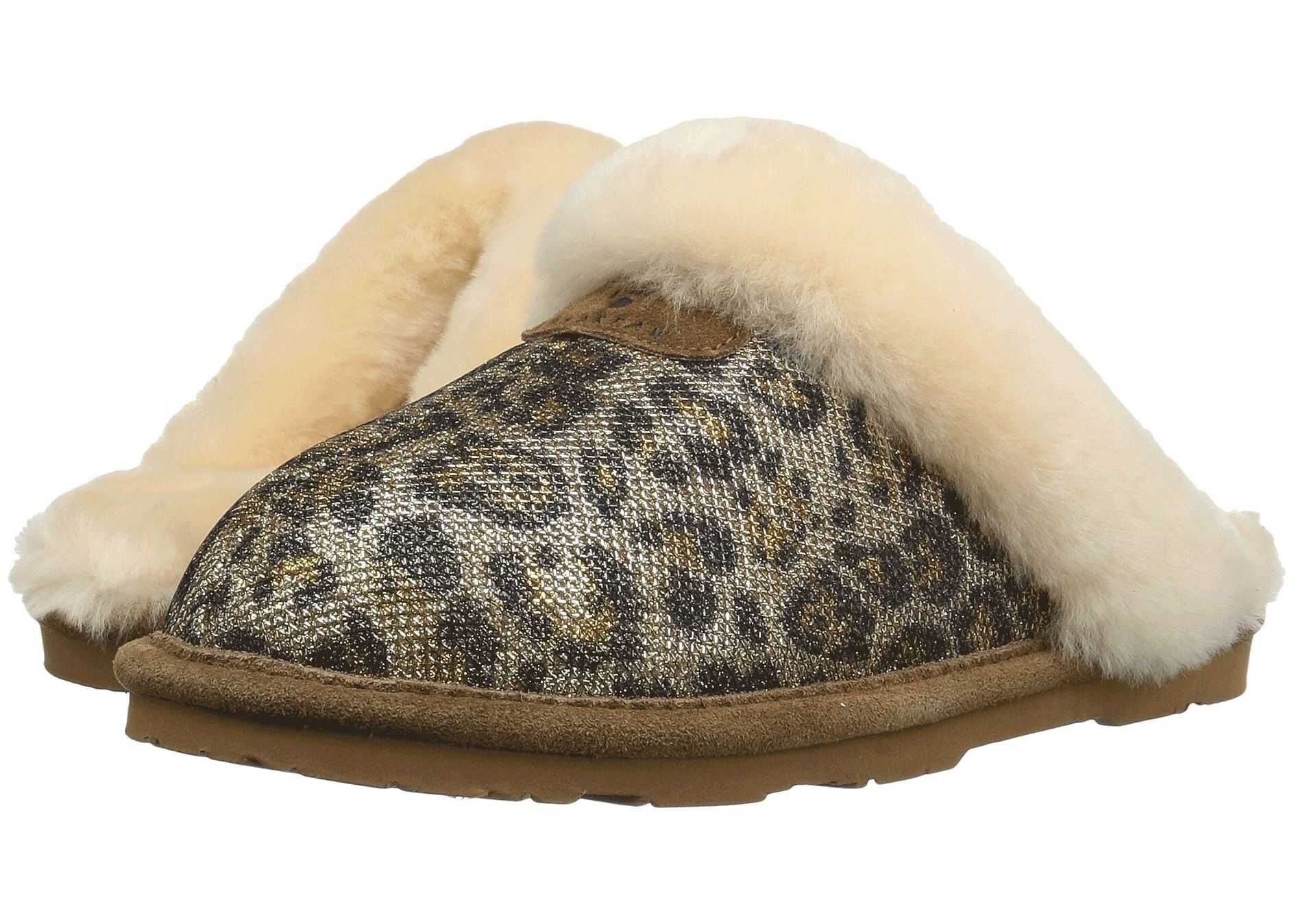 Papuc Bearpaw Loki II Gold Leopard Fabric