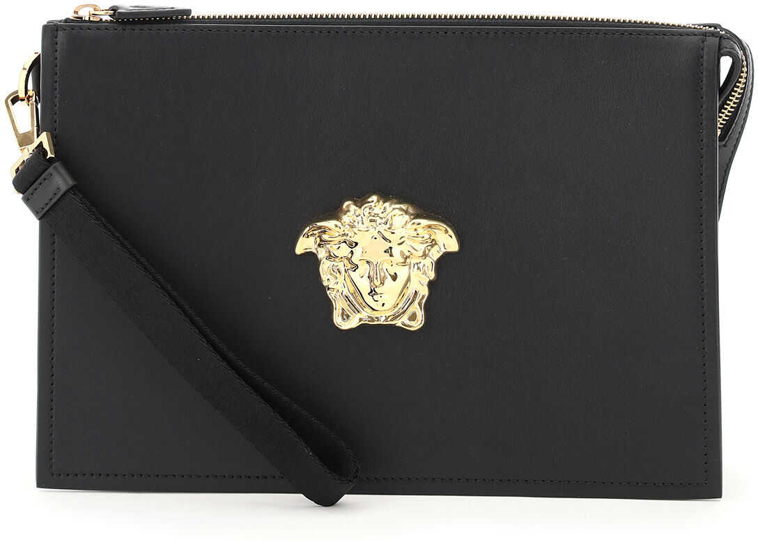 Versace La Medusa Leather Clutch DP87631 DVT8ME NERO ORO VERSACE