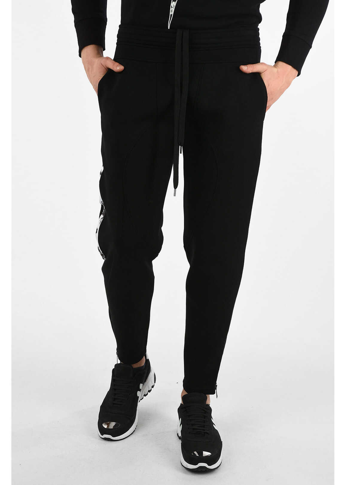 Neil Barrett Drop Crotch Anemone Slim Fit Joggers With Ankle Zip Black