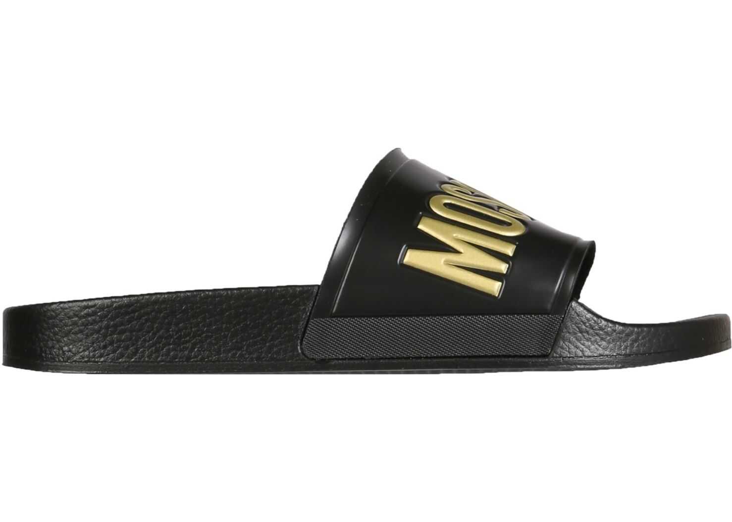 Moschino Slide Sandal With Logo MA28022G0C_M1G00A BLACK b-mall.ro imagine 2022