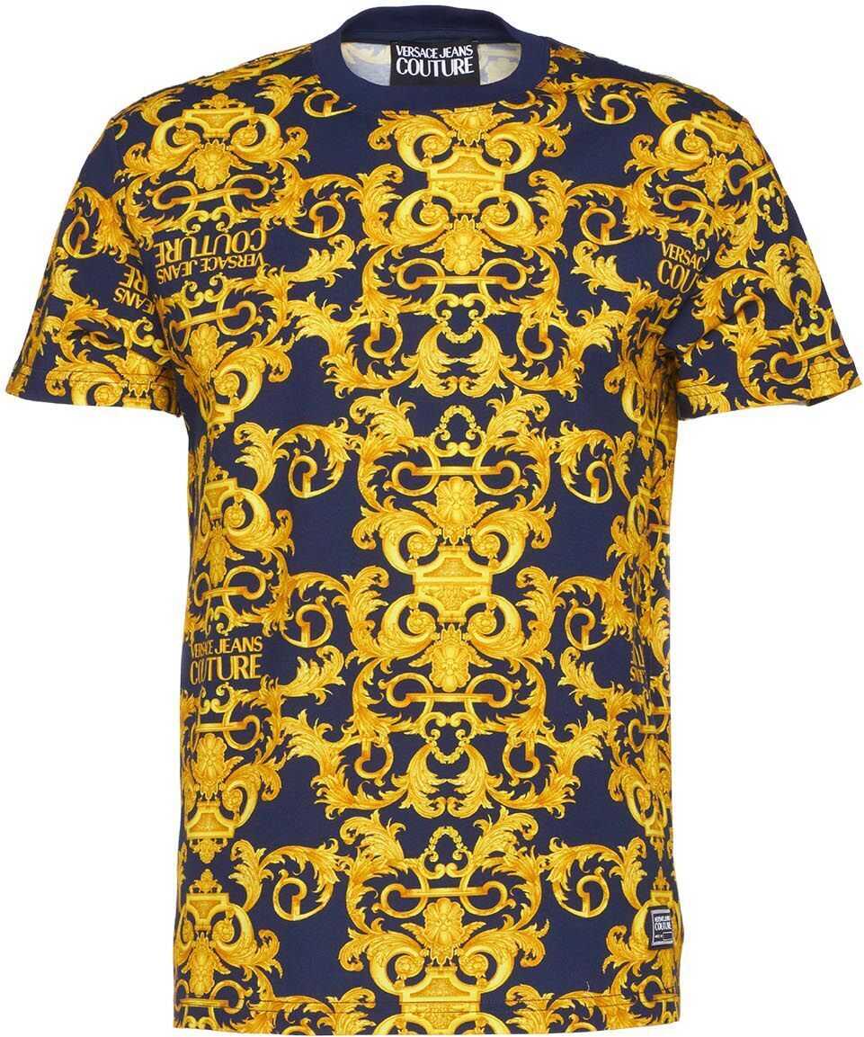 Versace Jersey T-Shirt con stampa baroque Blue
