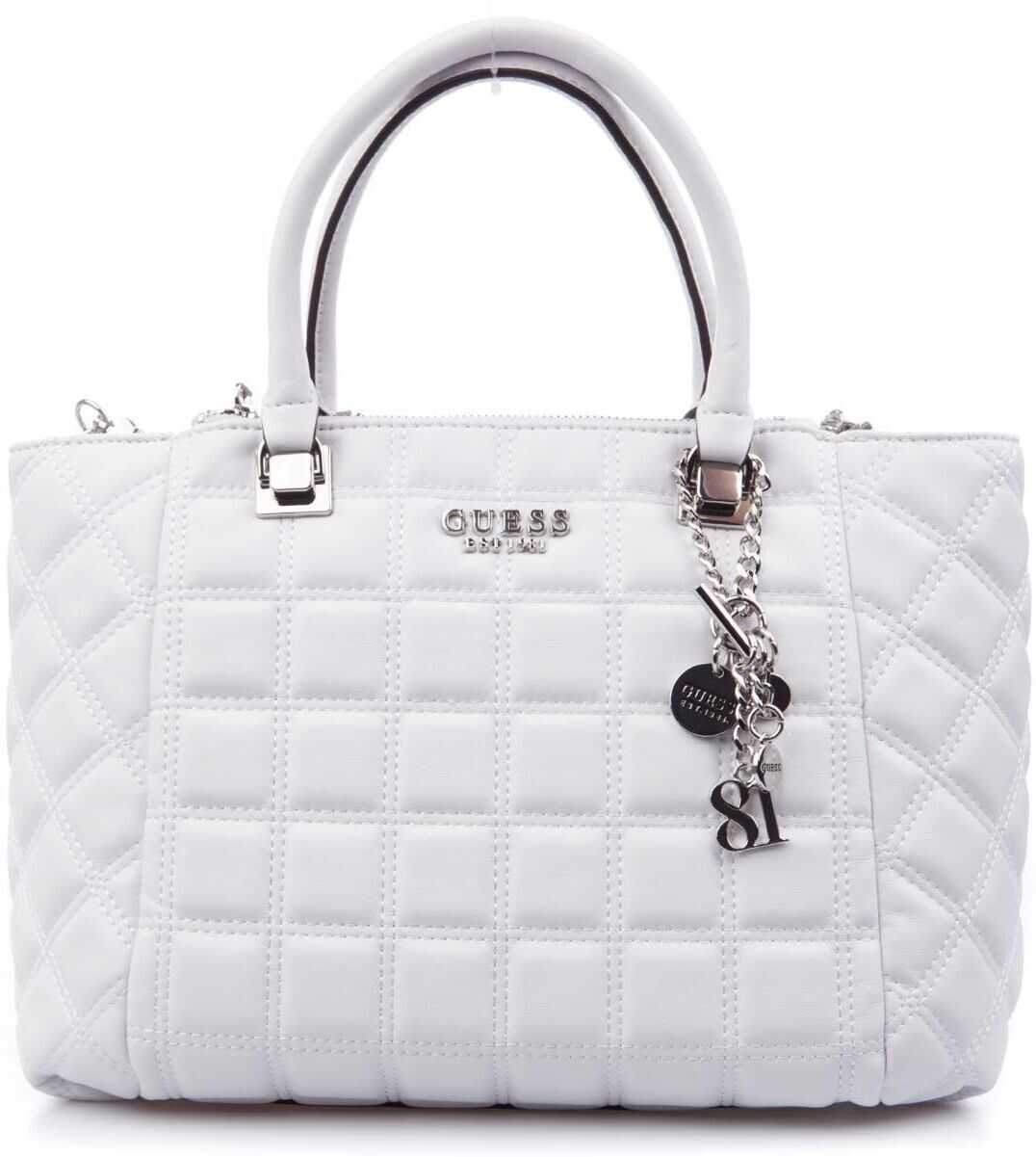 GUESS Handbag "Kamina" in quilted faux leather White