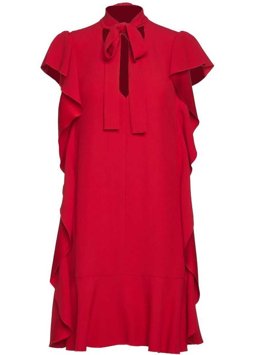 RED VALENTINO Crepe satin dress with butterfly sleeves Red