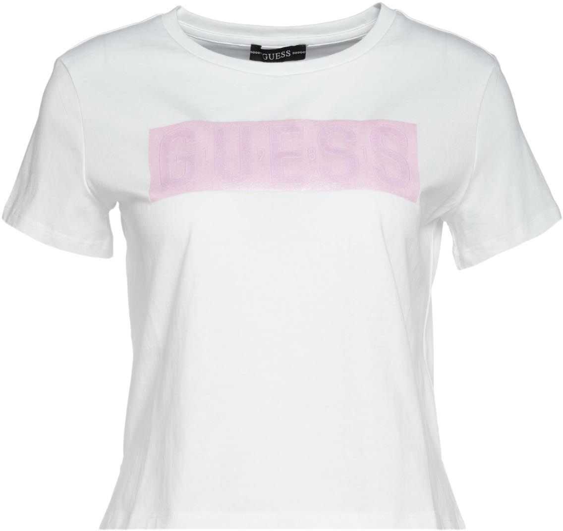 GUESS T-Shirt mit Glitzerlogo White