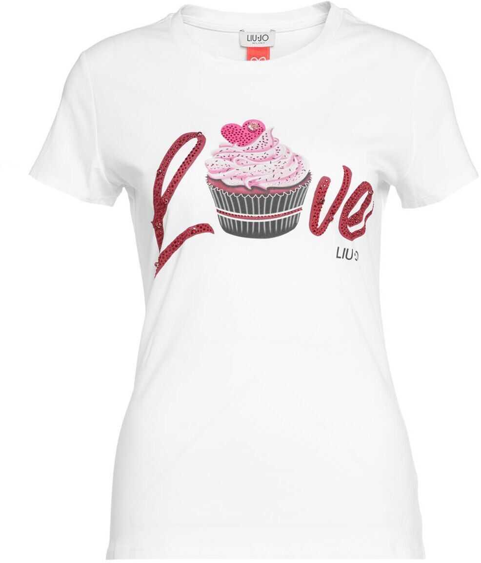 Liu Jo T-shirt with rhinestones lettering White