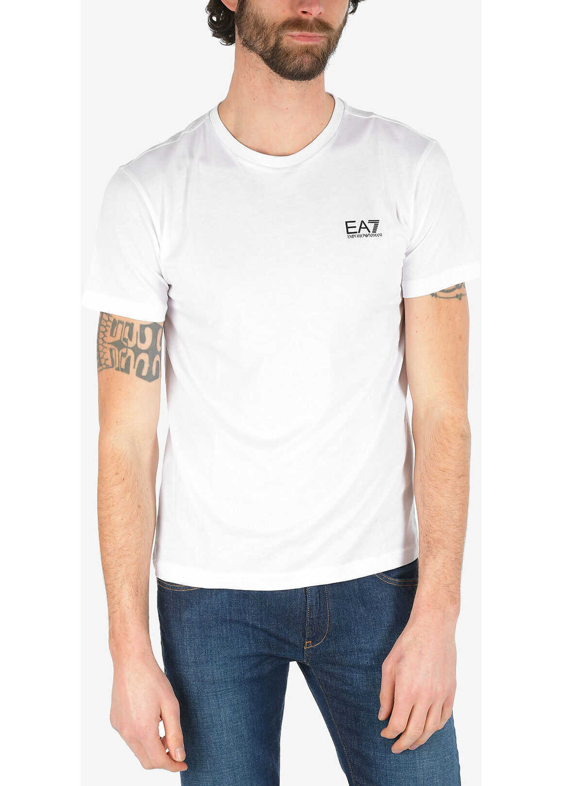 Armani EA7 EMPORIO Jersey Crew-Neck T-shirt BLACK & WHITE