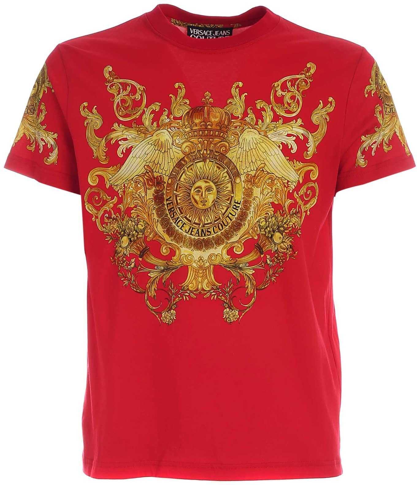 Versace Jeans Couture Rococo Pattern T-Shirt In Red Red