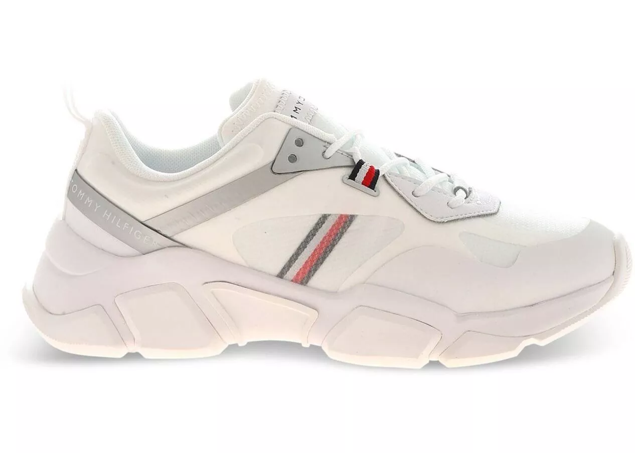 Tommy Hilfiger Logo Sneakers In White And Silver Color* White