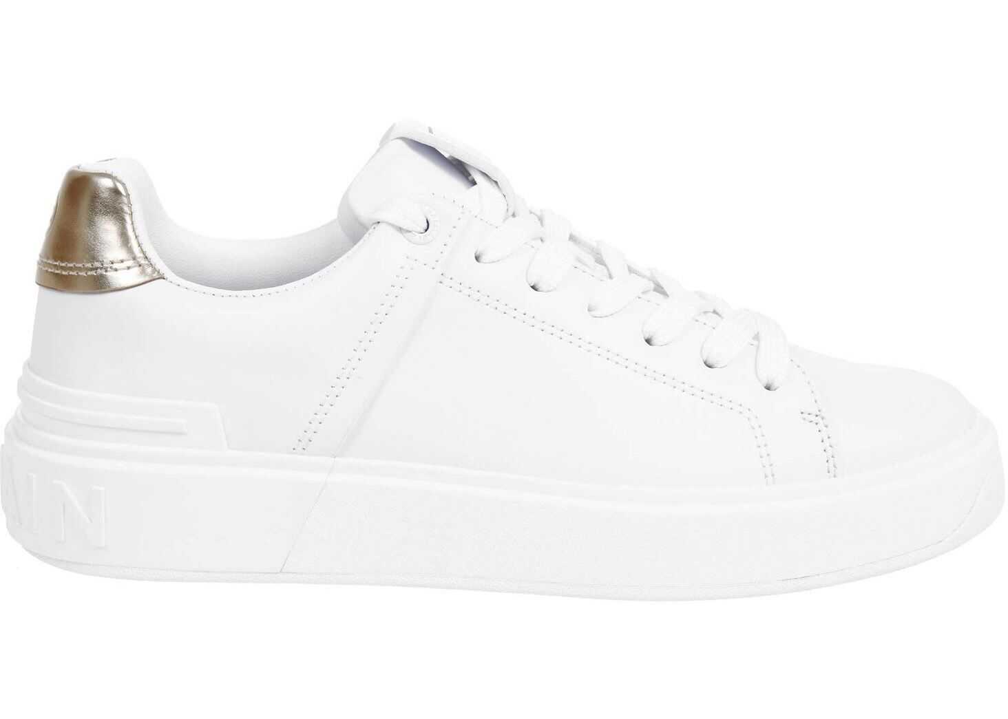 Balmain B-Court Leather Sneakers In White White