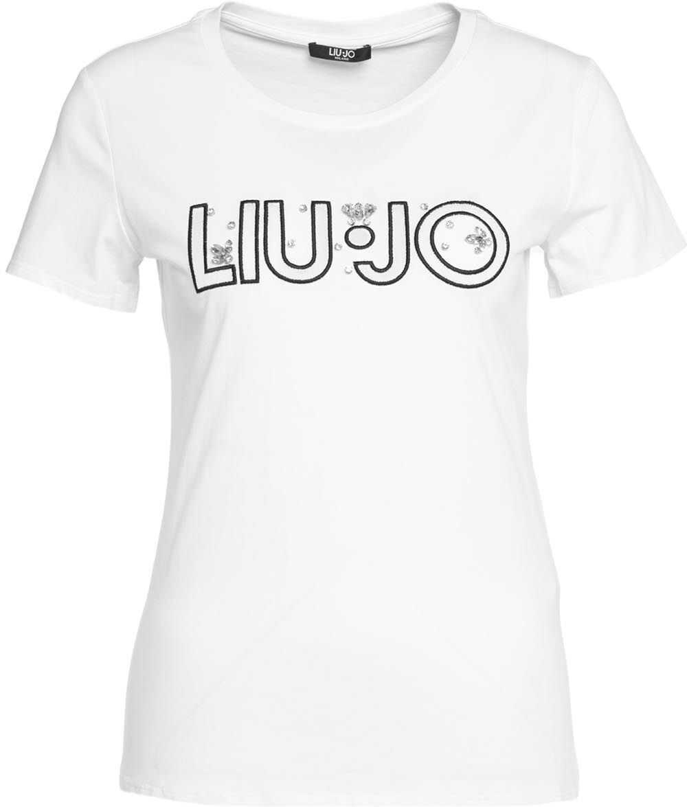 Liu Jo T-shirt with logo embroidery and rhinestones White