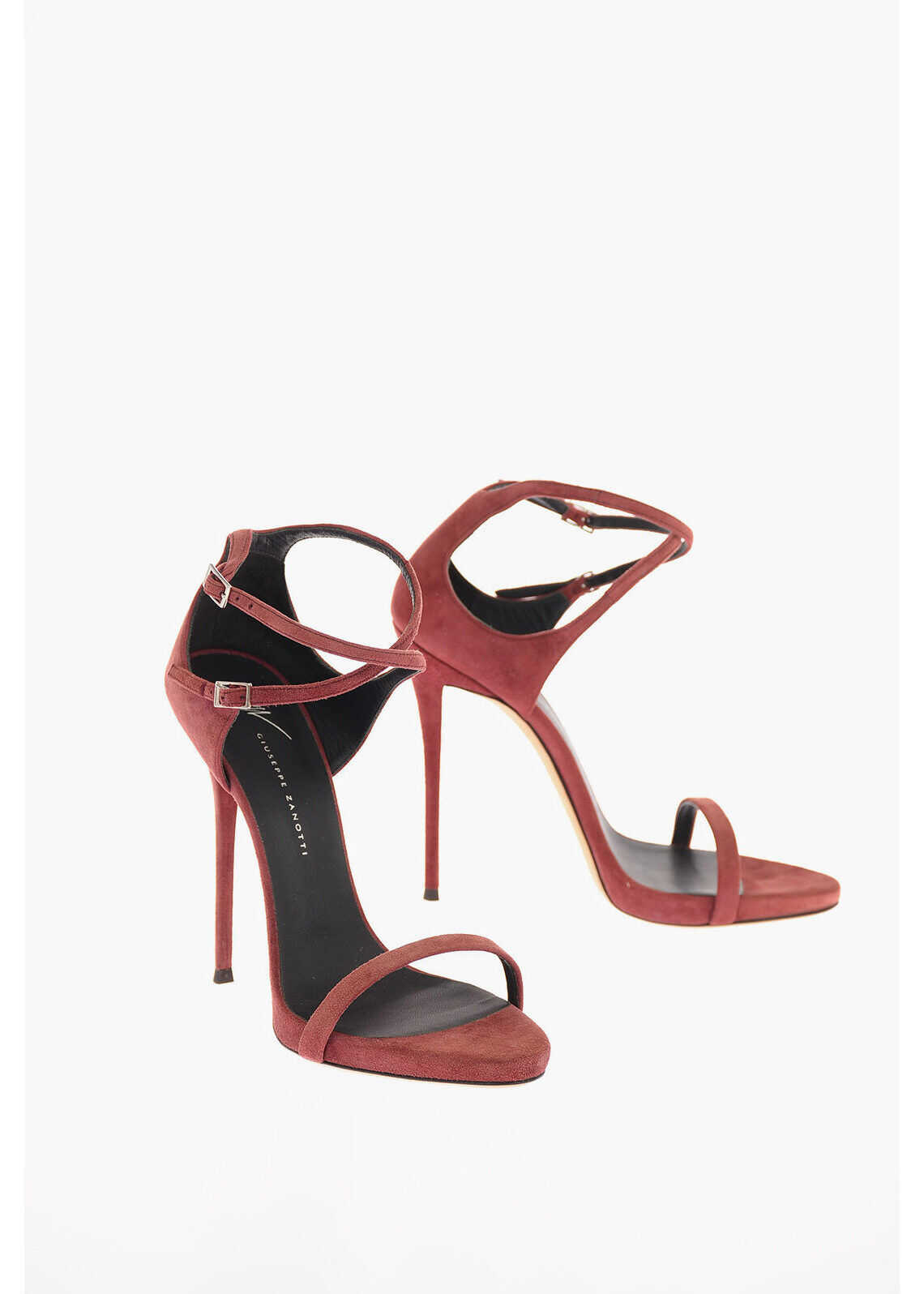 Giuseppe Zanotti Suede COLINE SANDALS with Double Ankle Strap 13cm BURGUNDY