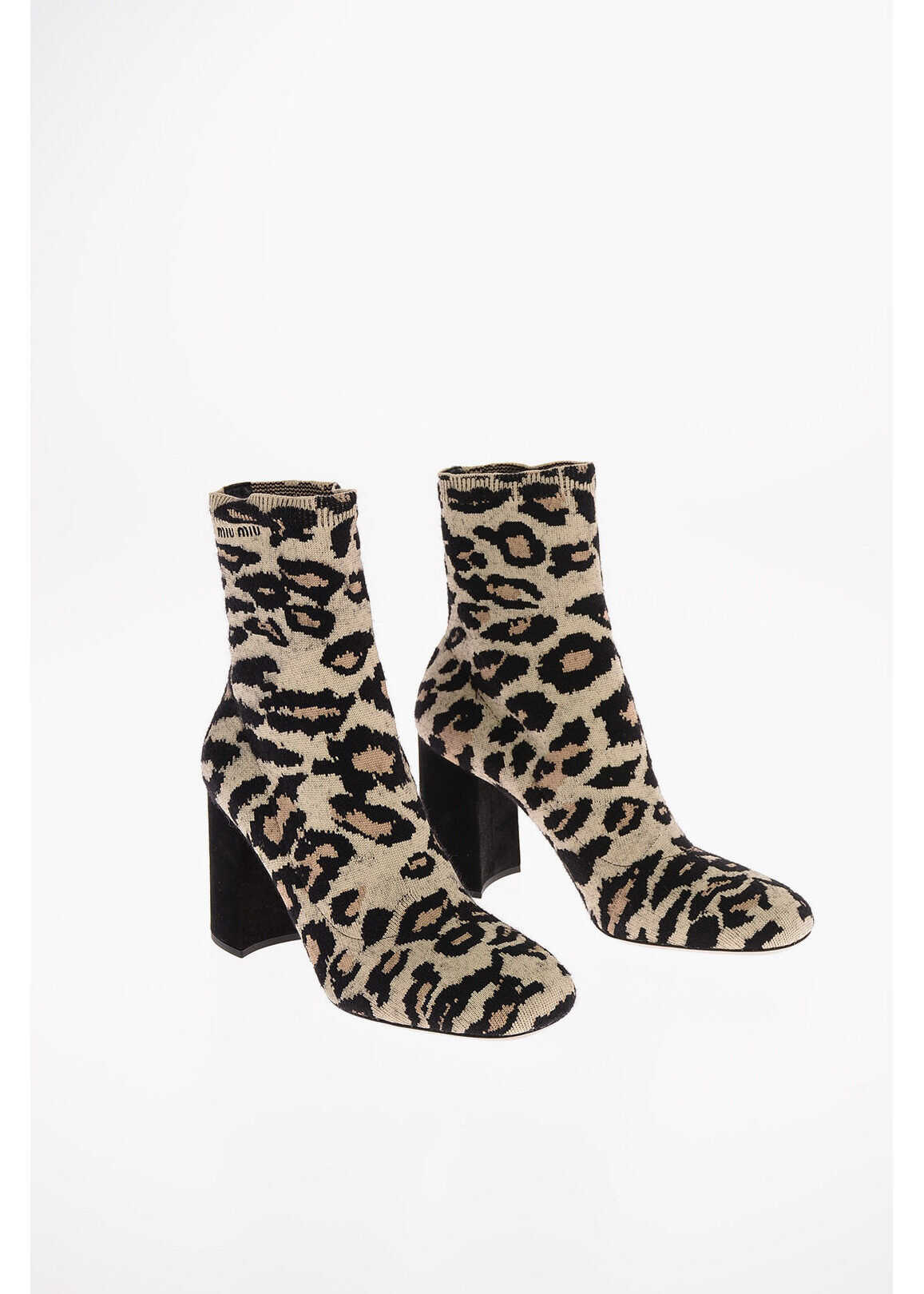 Miu Miu Animal Printed Sock Boots 9cm BEIGE