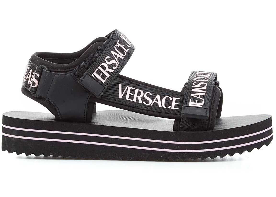 Versace Strappy sandals with logo Black