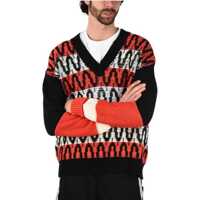Pulovere Embroidered Dropped Shoulder Fit V-Neck Sweater Barbati