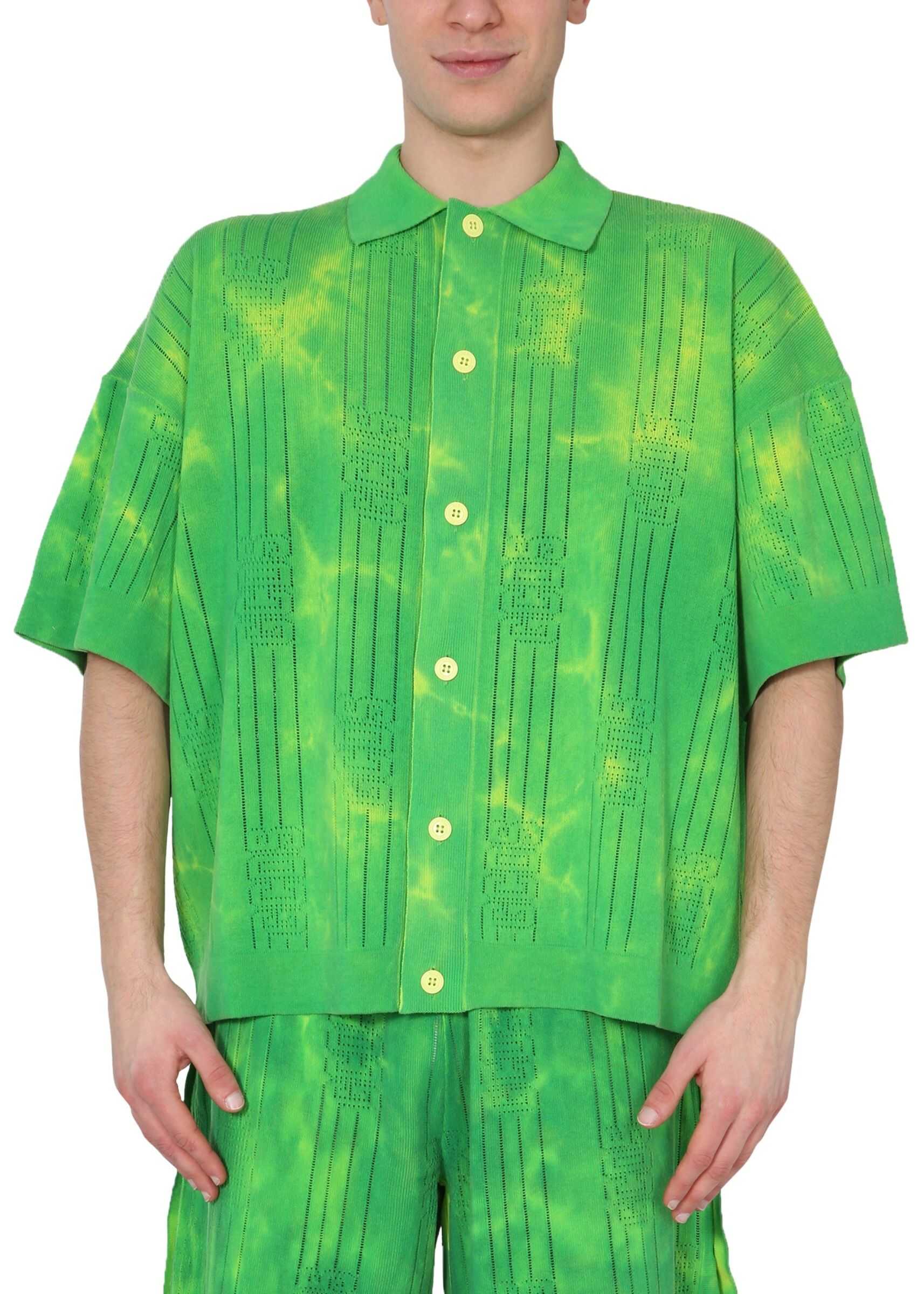 GCDS Shirt With Tie Dye Print SS21M020013_51 GREEN