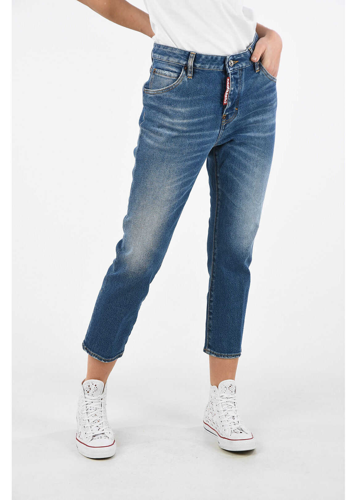 DSQUARED2 Stone Washed Cropped Cool Girl Jeans Blue