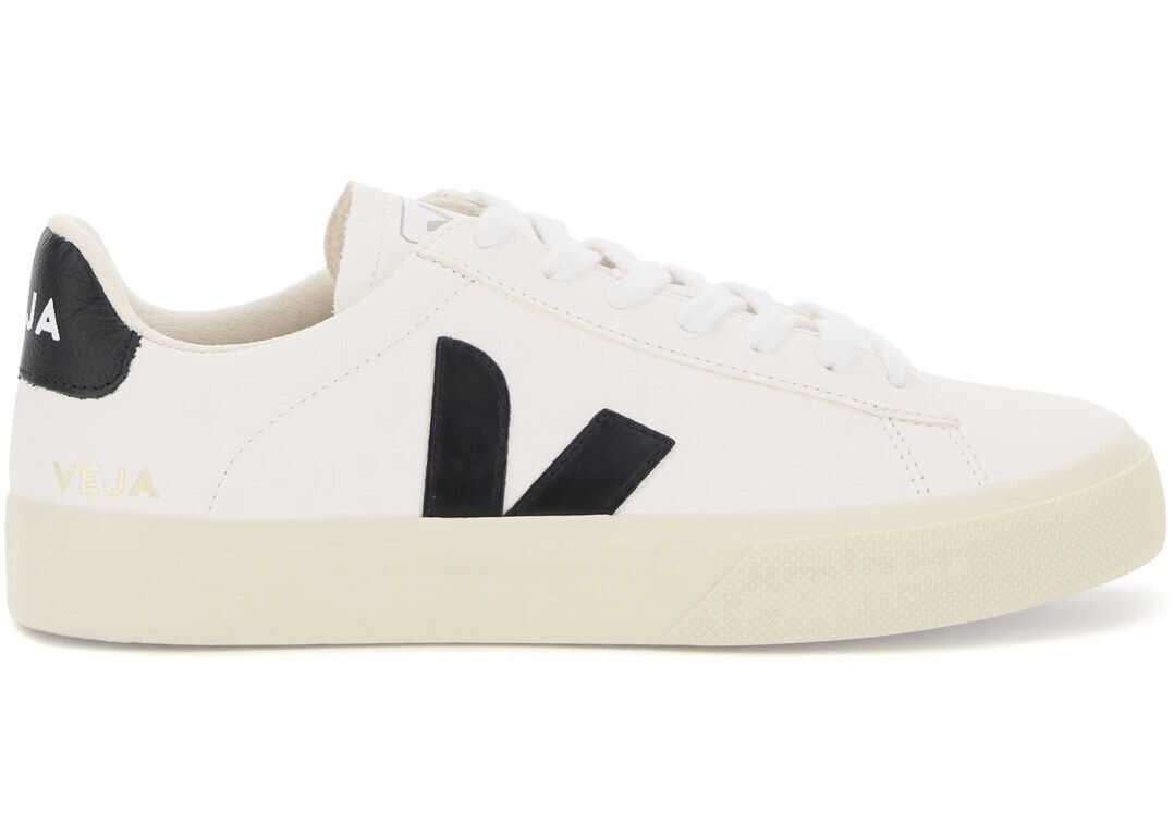 VEJA Campo Chromefree Leather Sneakers EXTRA WHITE BLACK