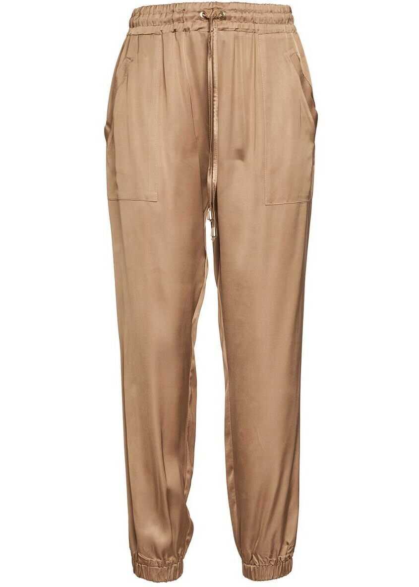 Kaos Joggers with a glossy finish Brown