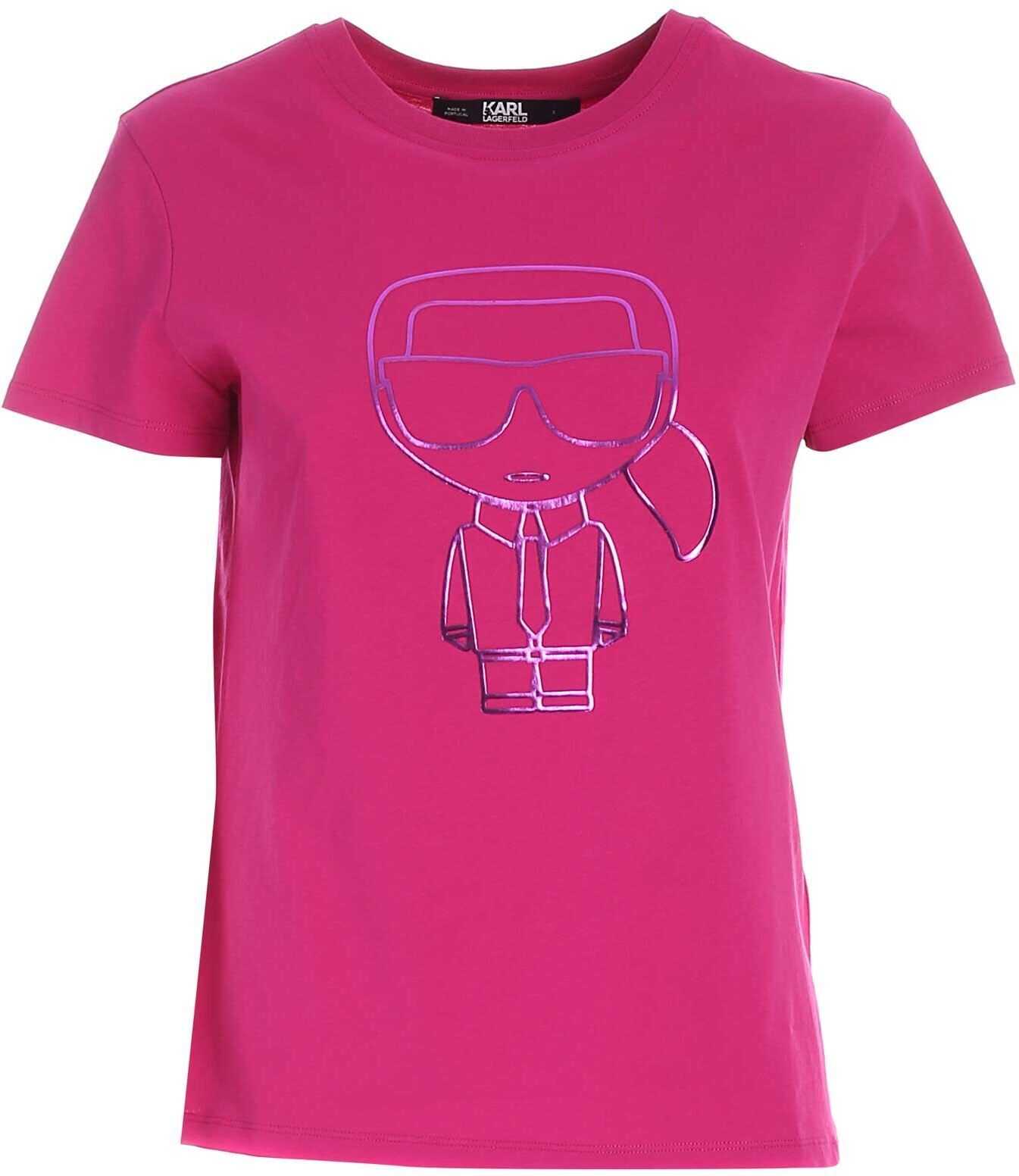 Karl Lagerfeld Rubberized Print T-Shirt In Fuchsia Fuchsia