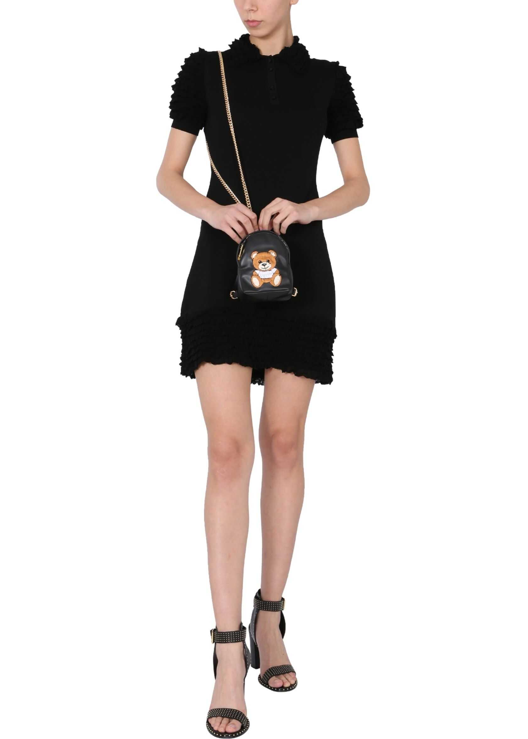 Moschino Midi Dress With Micro Flounces 04830401_0555 BLACK