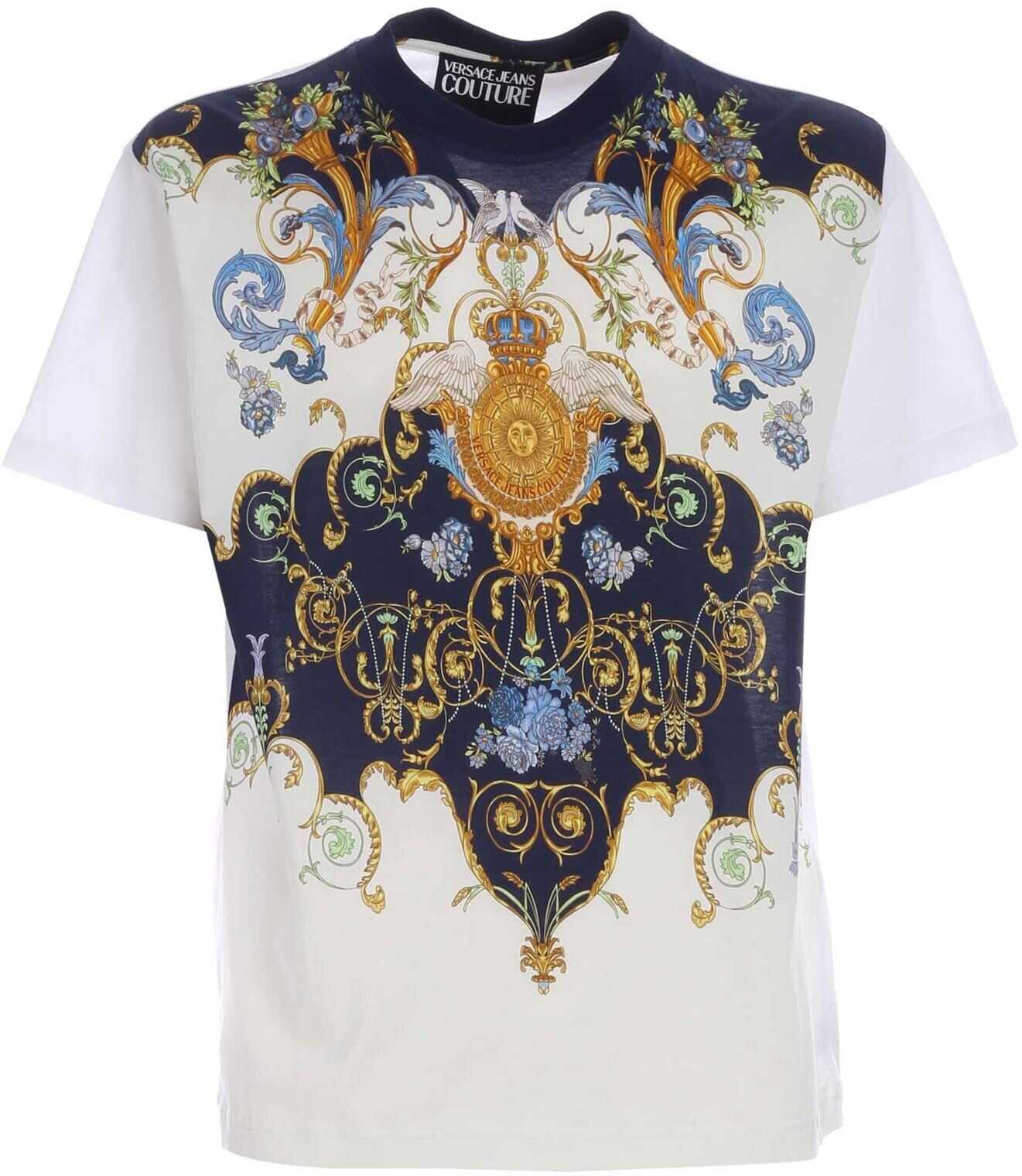 Versace Jeans Couture Multicolor Logo Print T-Shirt In White White