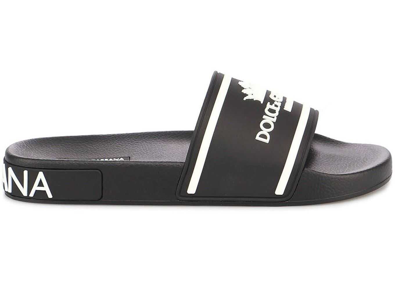 Dolce & Gabbana Logo Lettering Sliders In Black CS1884AO23289690 Black