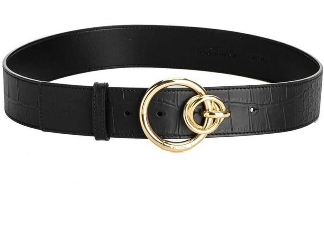 Pinko Leather Belt In Black And Gold 1H20VCY6ZFZ99 Black