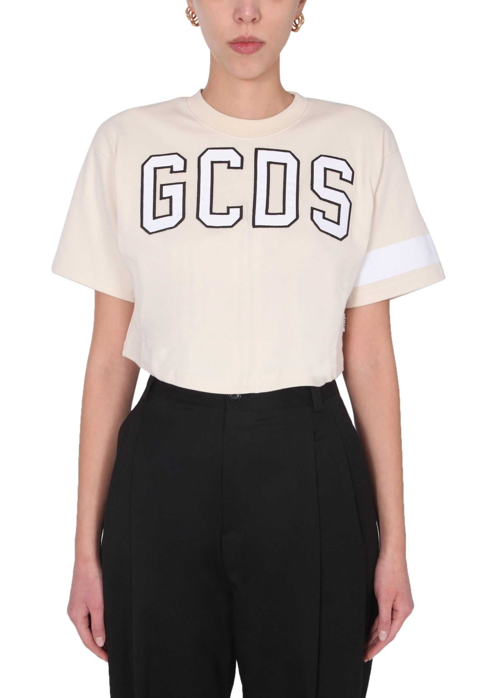 GCDS Cropped T-Shirt CC94W020603_57 WHITE