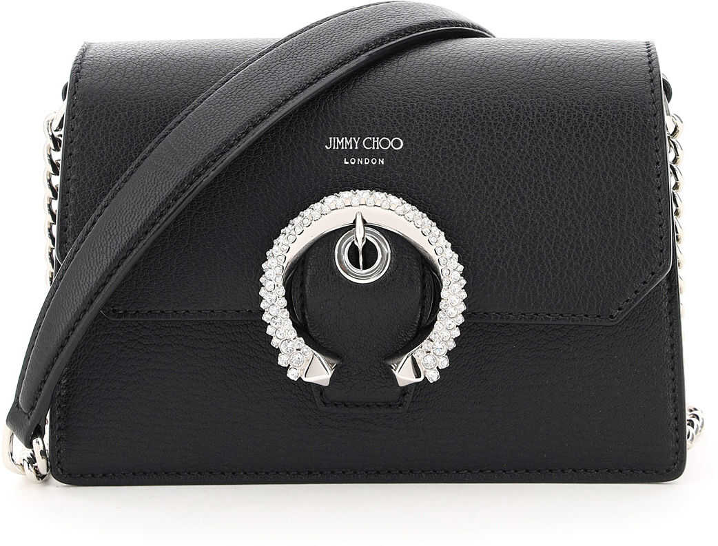 Jimmy Choo Madeline Crossbody Bag Crystal Buckle MADELINE CROSSBODY RYB BLACK SILVER