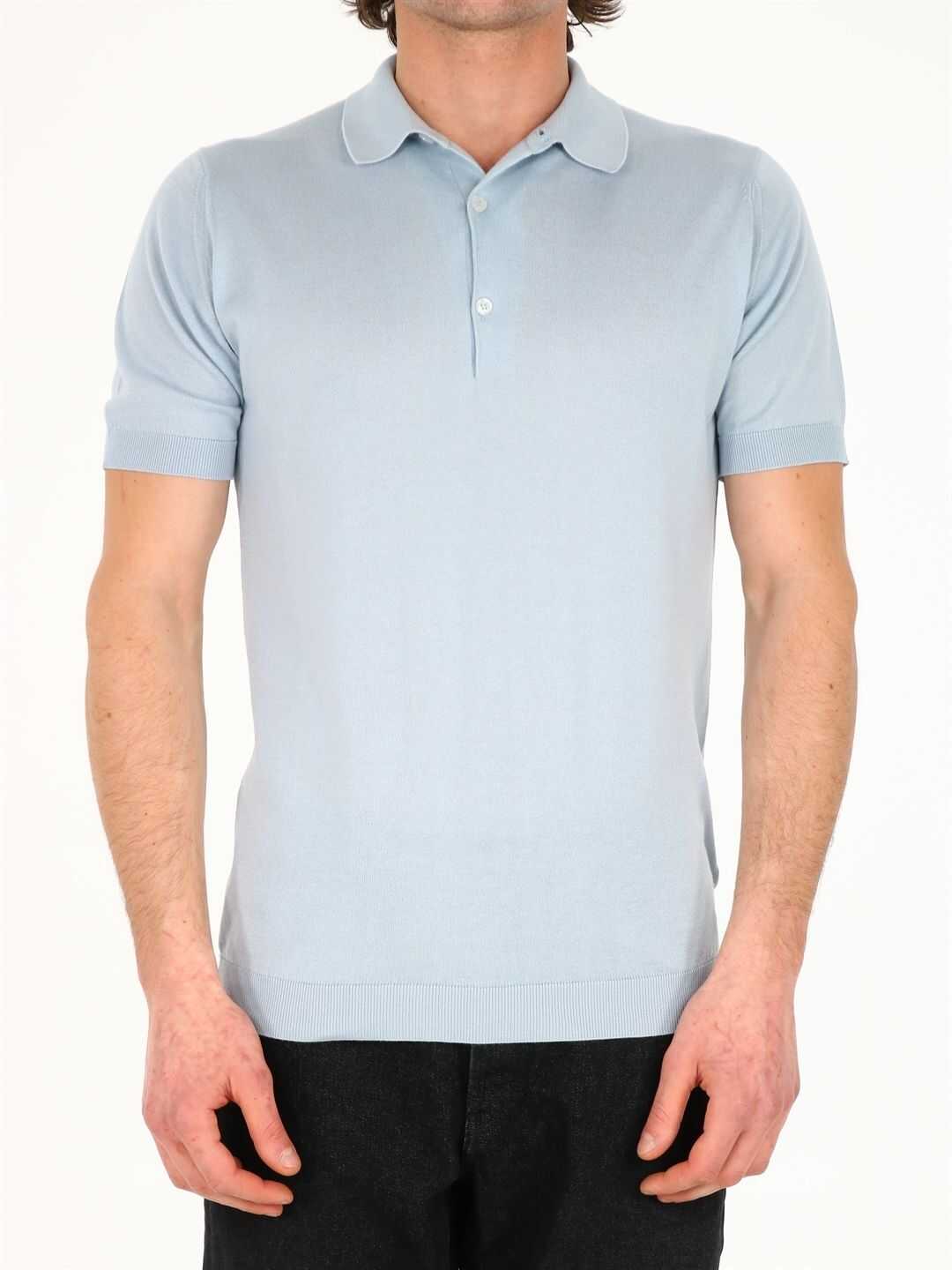 John Smedley Cotton Polo Shirt ADRIAN Light blue
