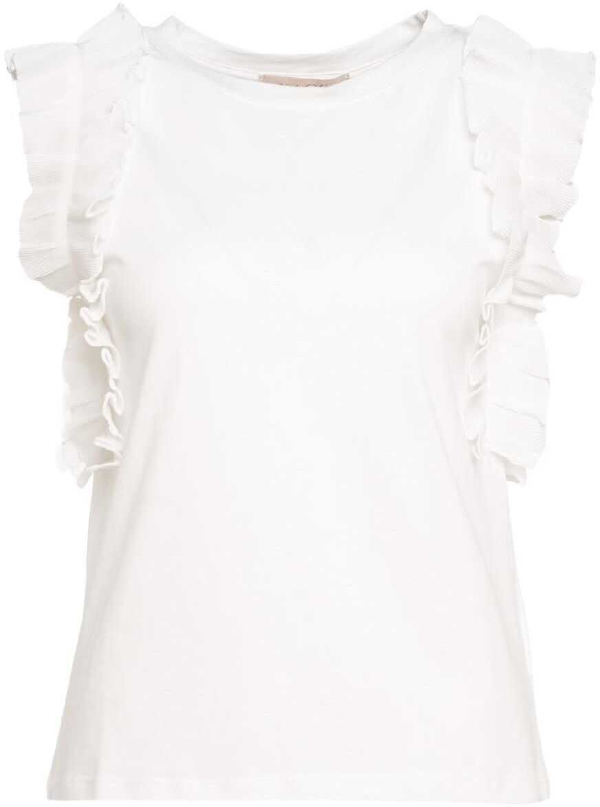 Kaos Top with ruffle detail White