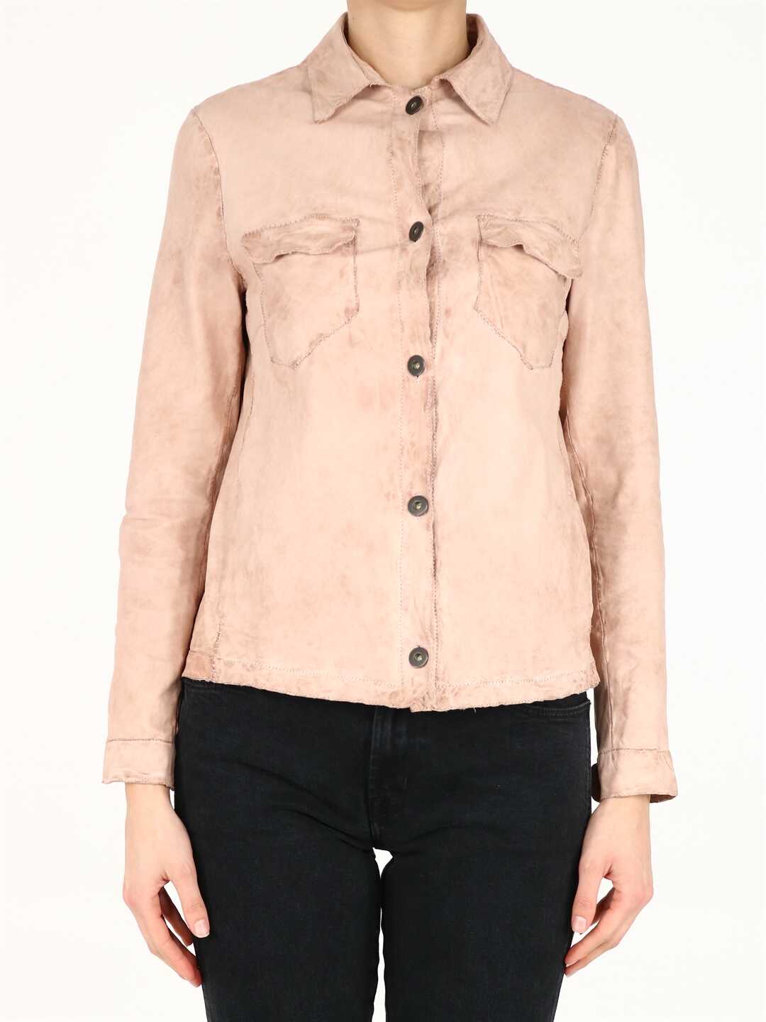 Salvatore Santoro Powder Pink Leather Shirt BEIGE