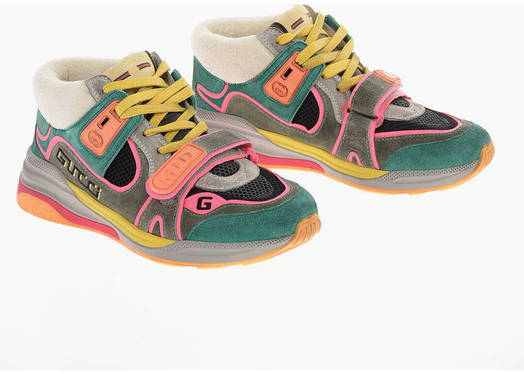 Gucci Canvas And Suede Monogram Ultrapace Sneakers MULTICOLOR