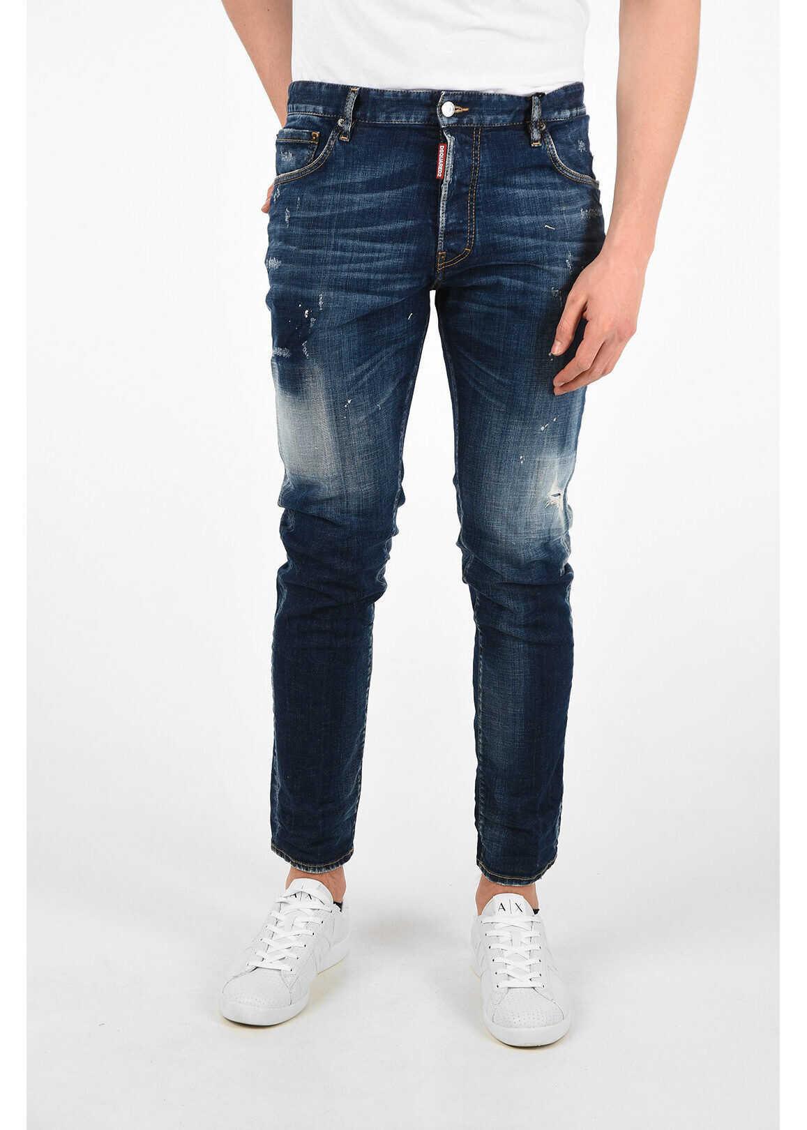 DSQUARED2 15Cm Stonewashed Cropped Sexy Mercury Jeans Blue