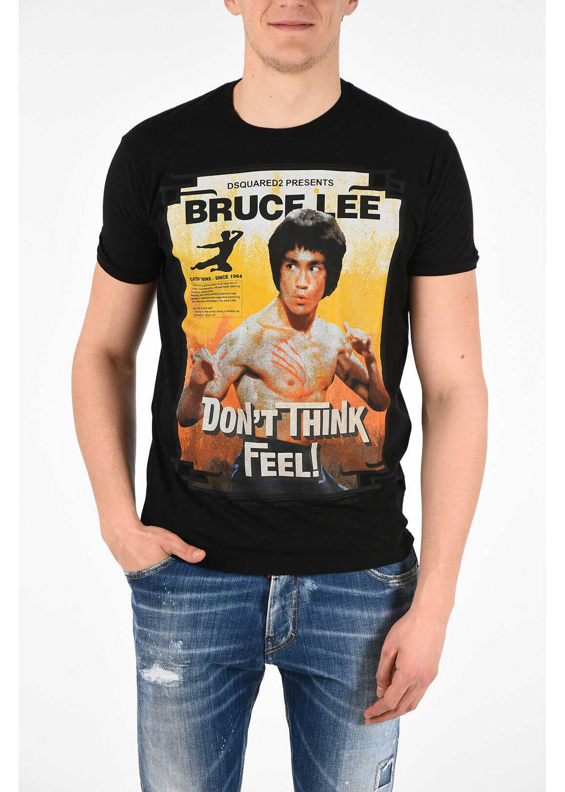 DSQUARED2 Bruce Lee-Print Fat Dan Fit T-Shirt Black