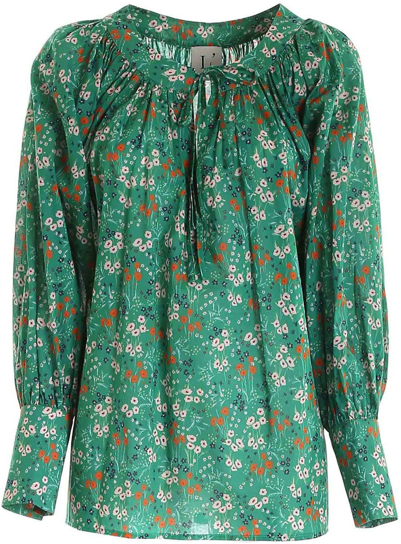 L\'Autre Chose Floral Print Blouse In Green B2520589021F500 Green
