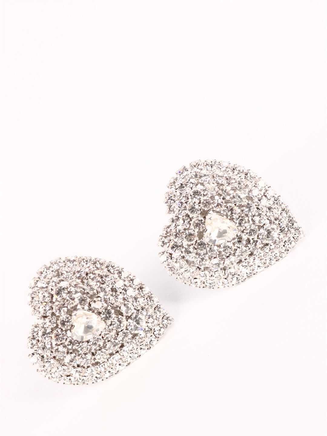 Alessandra Rich Crystal Heart Earrings FABA2312 Silver