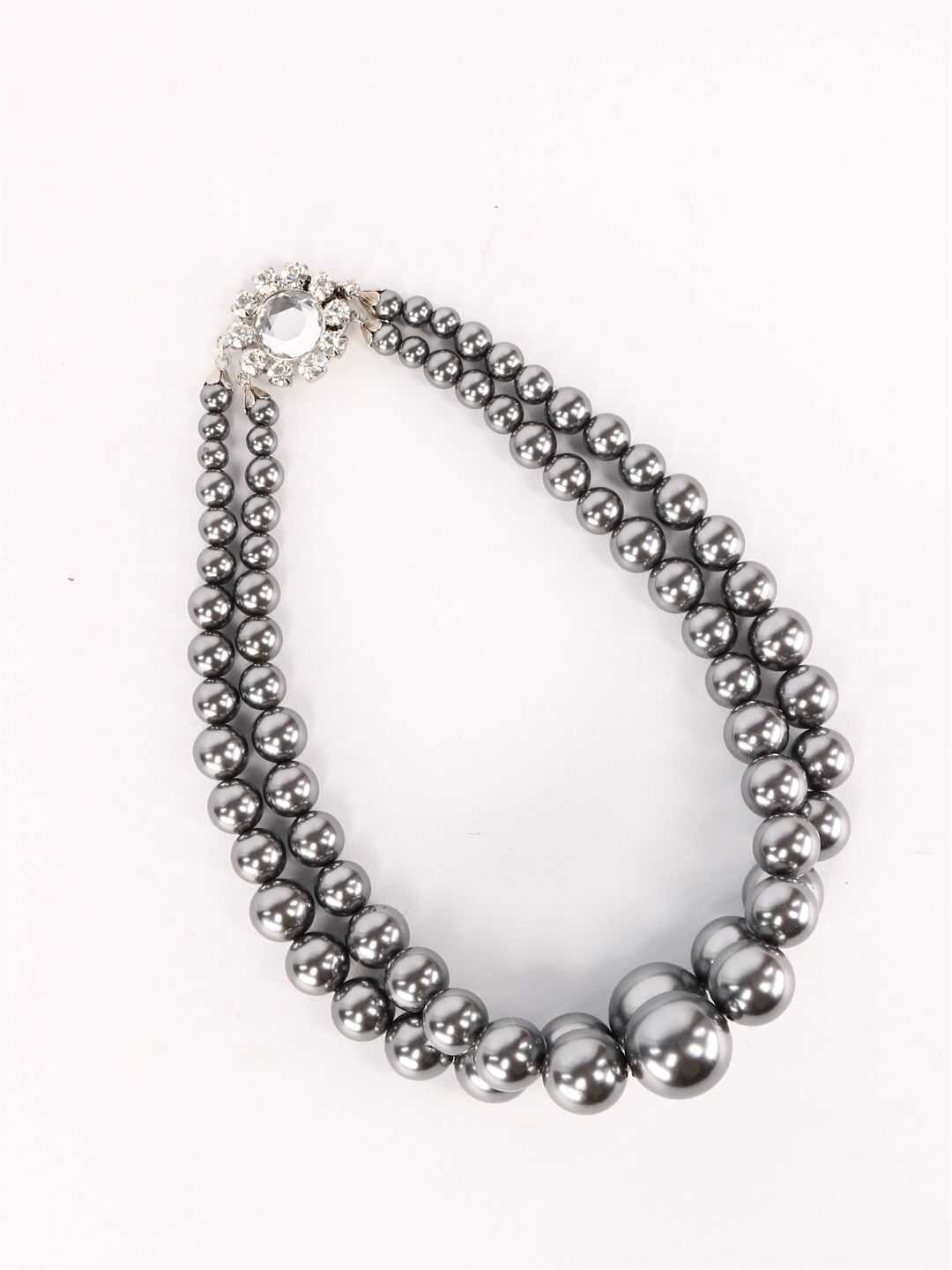 Alessandra Rich Large Pearl Necklace FABA2334 Grey