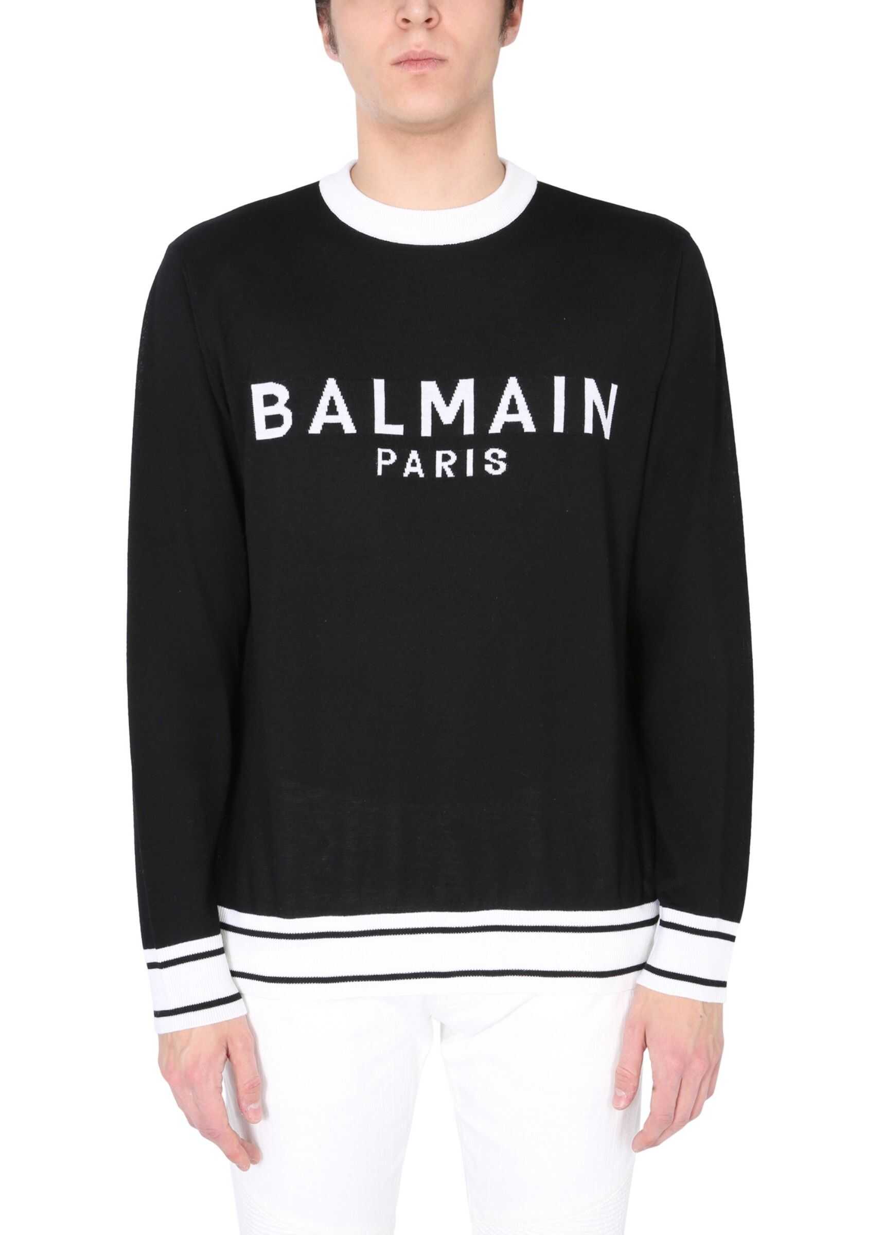 Balmain Sweater With Jacquard Logo VH1KD006_K012EAB BLACK