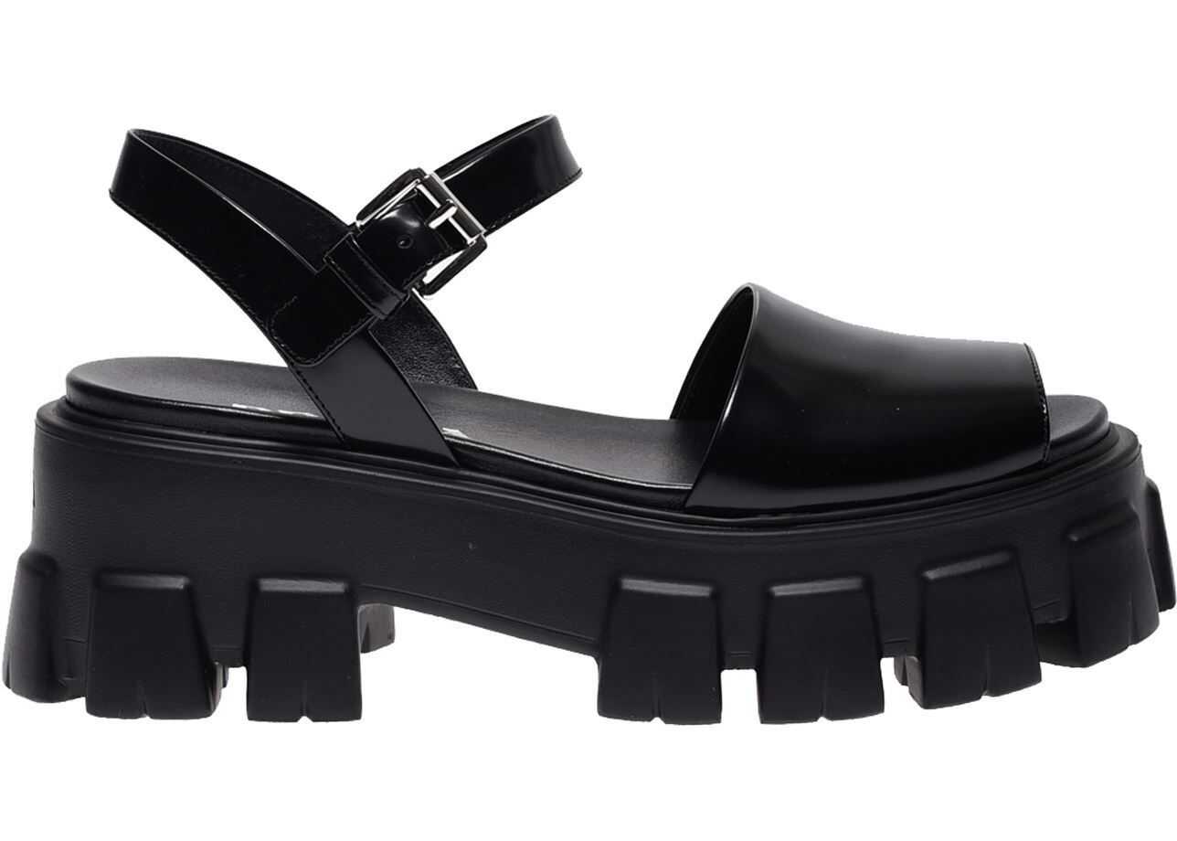 Prada Monolith Sandals In Black 1X526M055F0002 Black