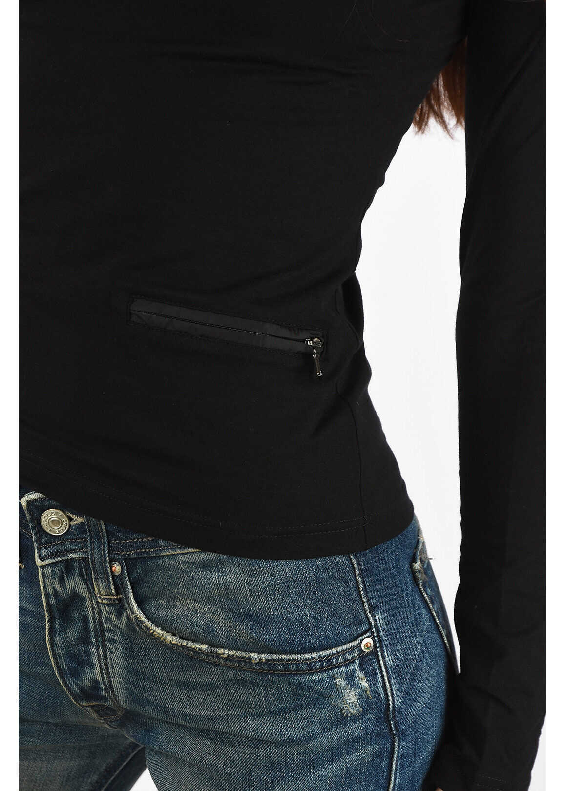 Prada Crew-neck sweater with Pockets Front BLACK