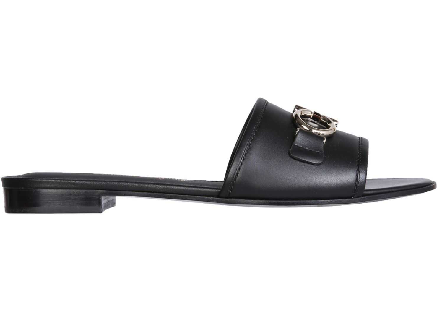 Salvatore Ferragamo Gancini Slide Sandals 730192_01R221NERO BLACK