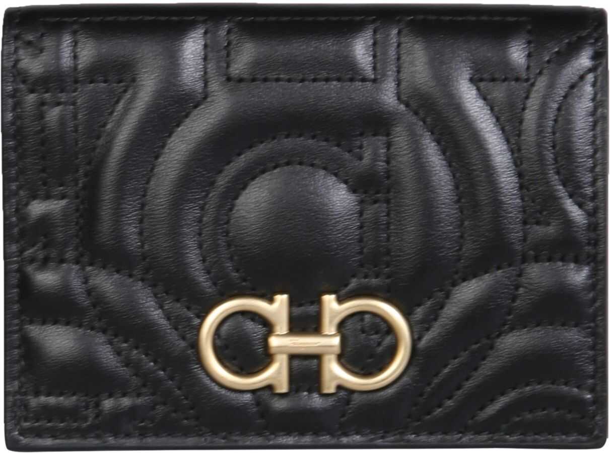 Salvatore Ferragamo Gancini Wallet 711272_22D665NERO MATELASSE BLACK