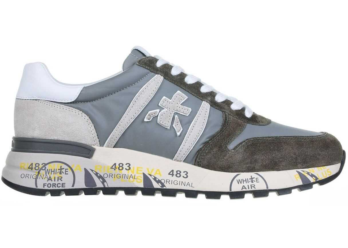 Premiata Lander Sneakers In Grey And Green LANDER5195 Grey